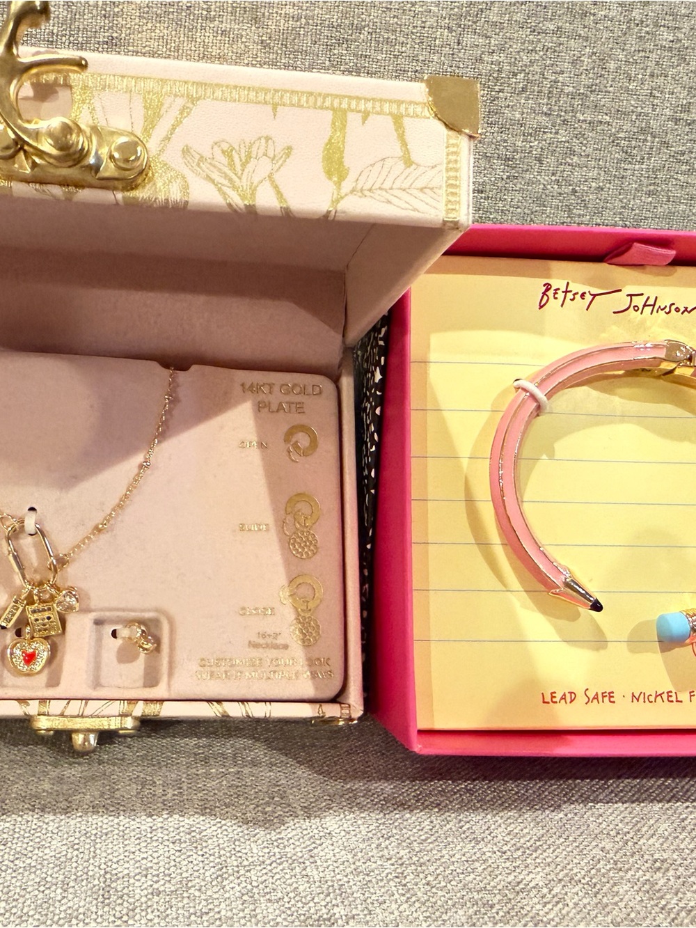 Teacher Set; CharmBar Teacher Necklace & Betsey Johnson Pink Pencil Bangle